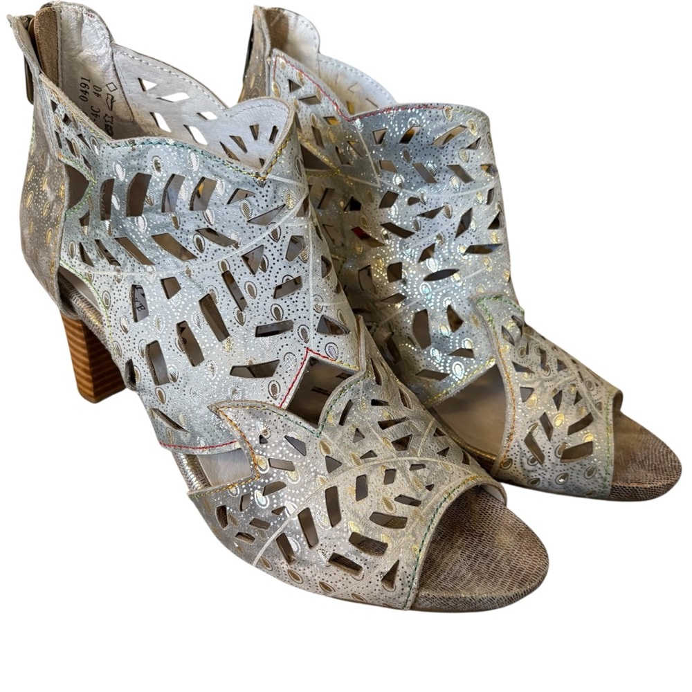 Laura Vita shimmer open-toe high heel sandals size 40